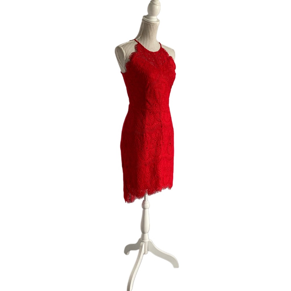 Elegant Red Lace Dress - large ( fit medium )